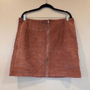 Wild Fable Mauve Corduroy Mini Skirt Front Zip A-Line Plus Size 16 VN1299629
